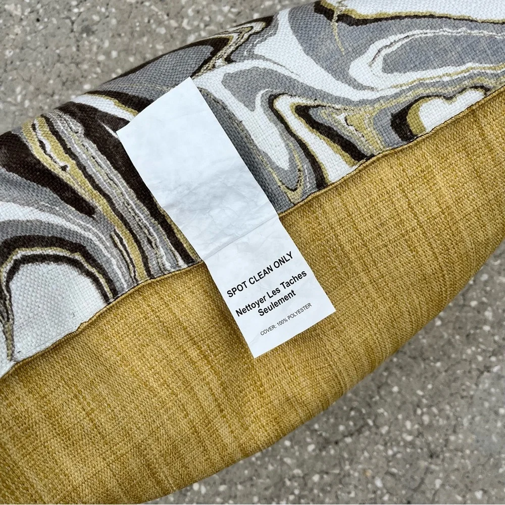 NEW Canaan Feather Throw Pillow Swirl Yellow Gray
